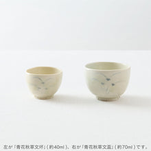 画像をギャラリービューアに読み込む, タナカシゲオ 青花秋草文盃(約70ml)